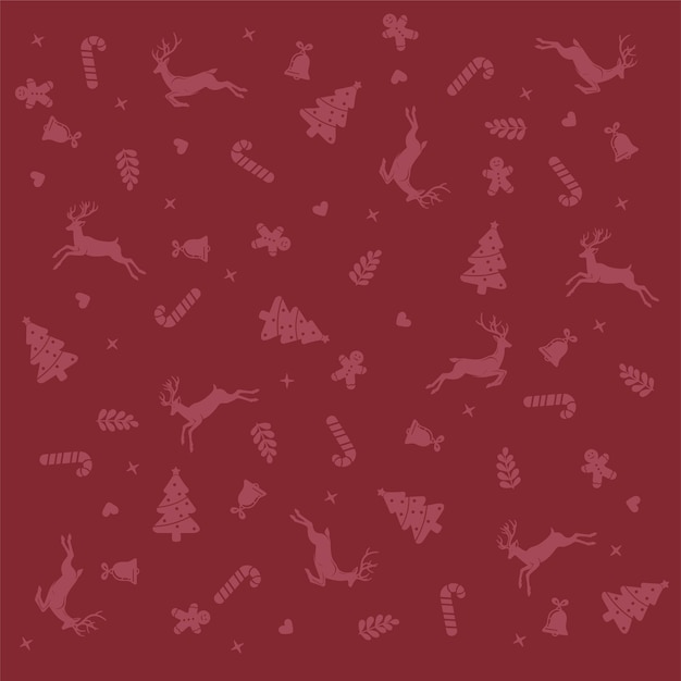 Christmas elements pattern dark red background