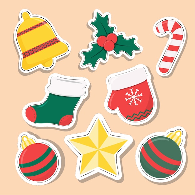 Vector christmas elements stickers