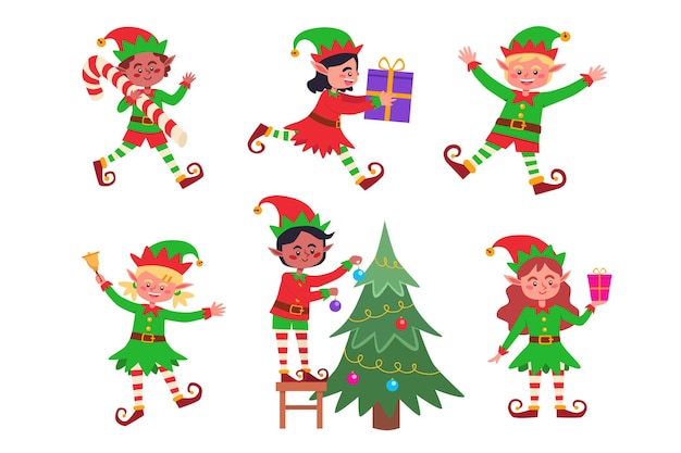 Christmas elf character set