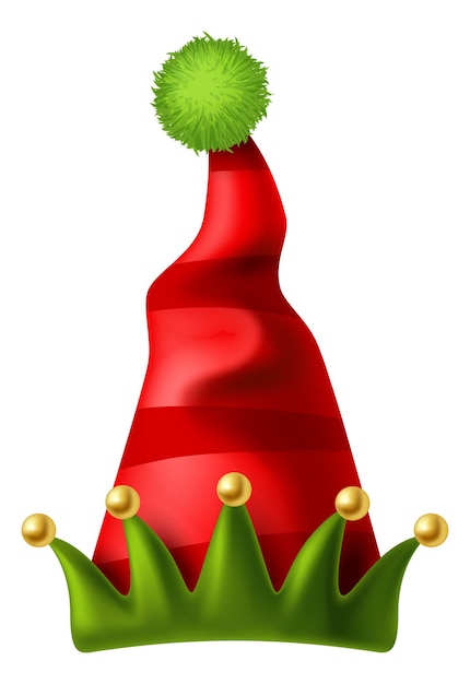 Рождественская шапка эльфа Зимняя праздничная шапка на белом фоне