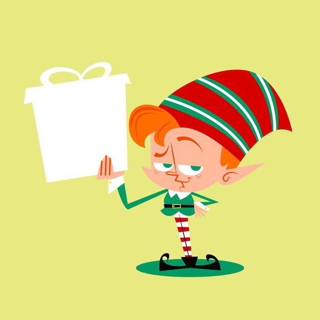 Vector christmas elf holding blank banner