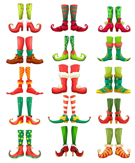 Vector christmas elf leprechaun and santa feet