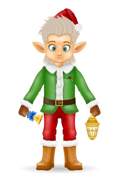 Christmas elf santa claus helper vector illustration isolated on white background
