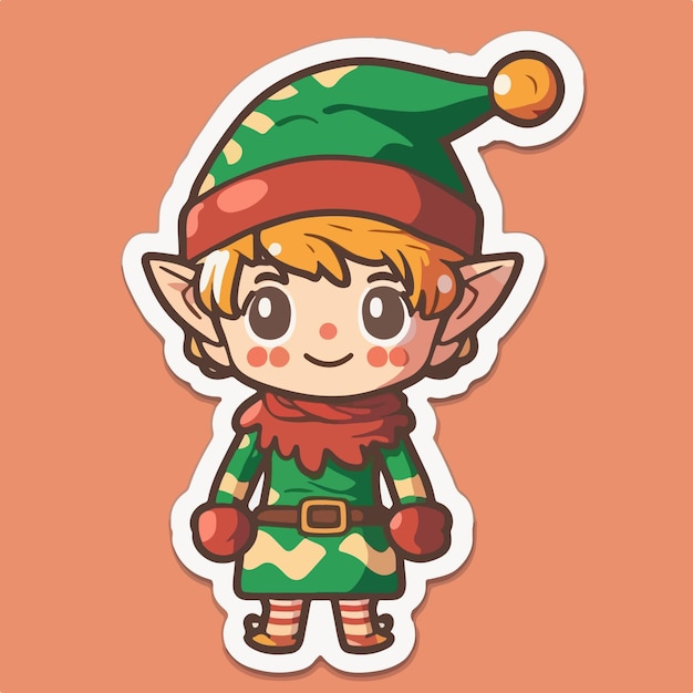 Наклейка с рождественским эльфом xmas santa elf character stickers Зимние каникулы