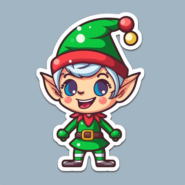 Christmas elf sticker xmas santa elf stickers isolated decoration Newyear collection