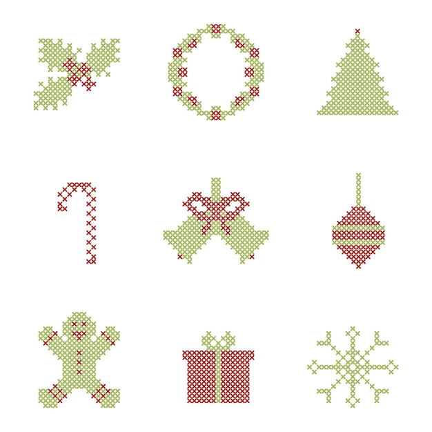 Vector christmas embroidered elements