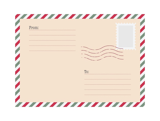 Vector christmas envelope template new year postcard letter to santa claus