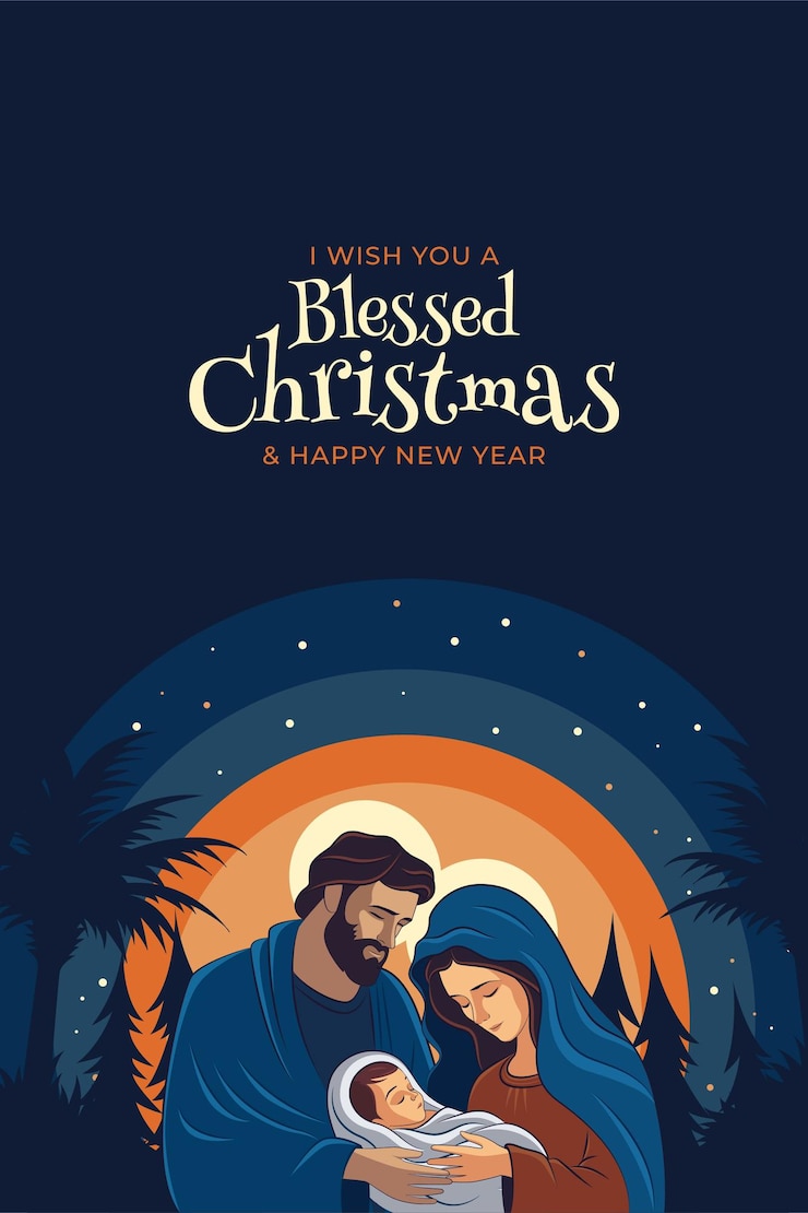 Vector クリスマス・イブ・シーン イエス・キリストの誕生 メリー・クリスマス 聖家族