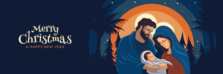 Vector クリスマス・イブ・シーン イエス・キリストの誕生 メリー・クリスマス 聖家族