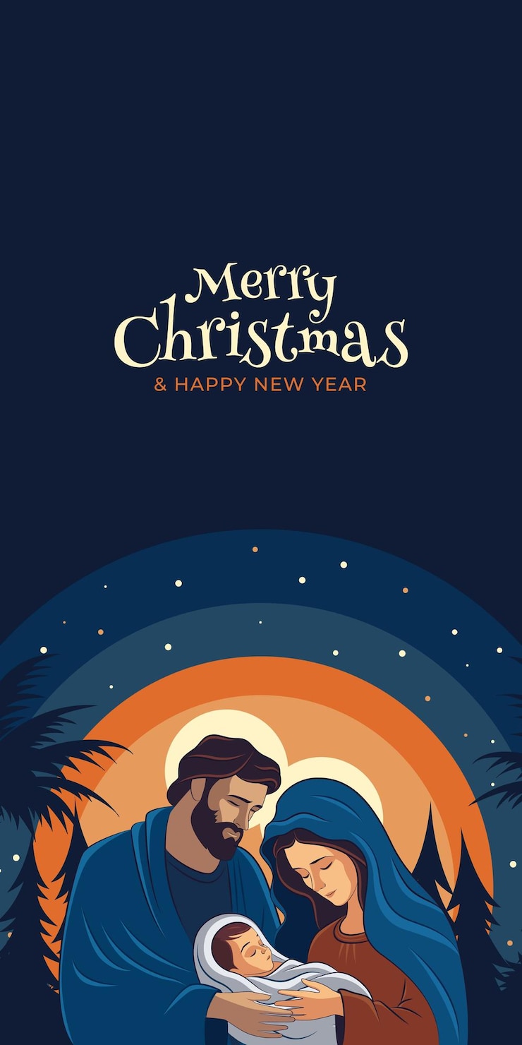 Vector クリスマス・イブ・シーン イエス・キリストの誕生 メリー・クリスマス 聖家族