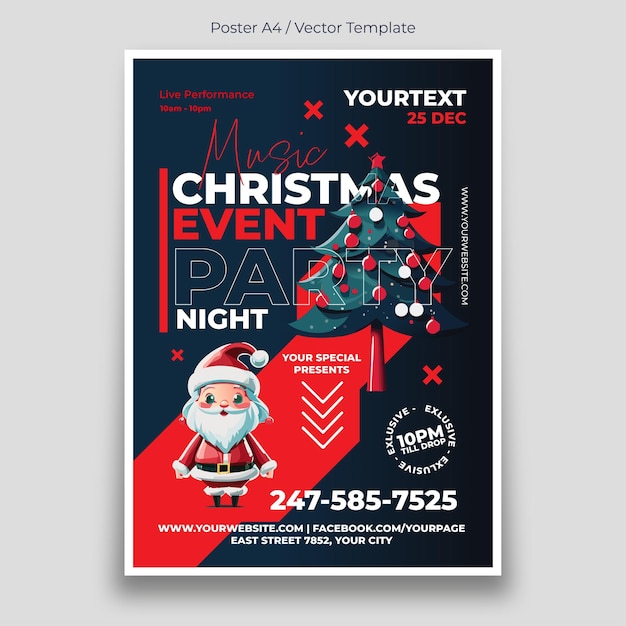 Vector christmas event party night poster template