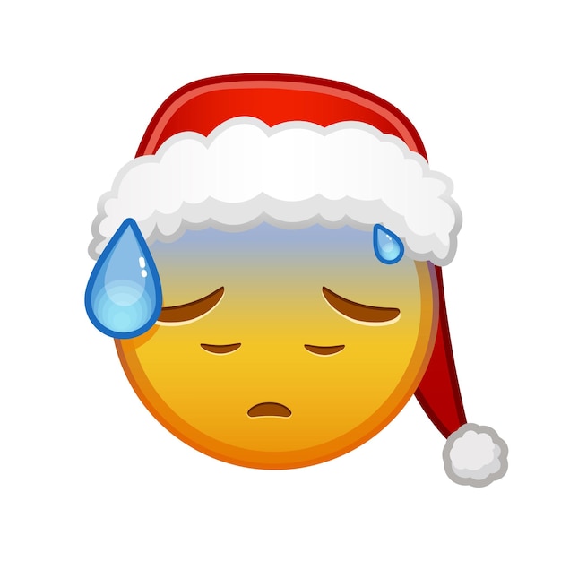 Christmas face with open mouth in cold sweat Large size of yellow emoji smile