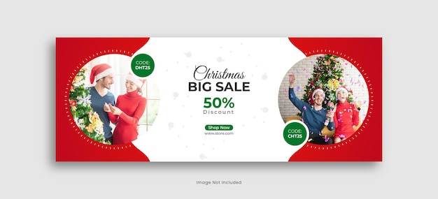 christmas facebook cover sale post or christmas social media post premium vector