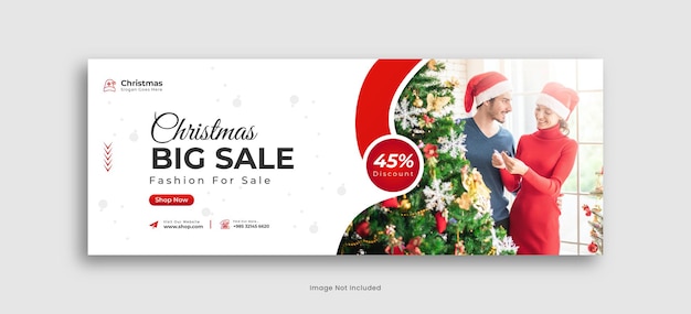 Vector christmas facebook cover sale post or christmas social media post premium vector