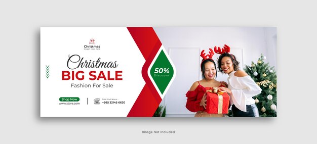 christmas facebook cover sale post or christmas social media post premium vector