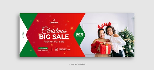 christmas facebook cover sale post or christmas social media post premium vector