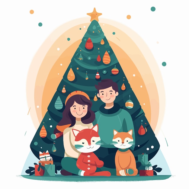 Vector christmas family tree