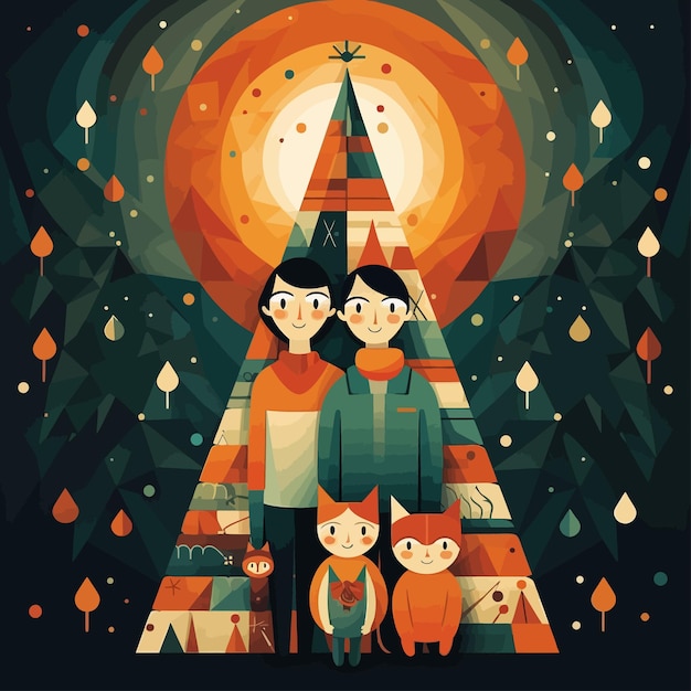 Vector christmas family tree