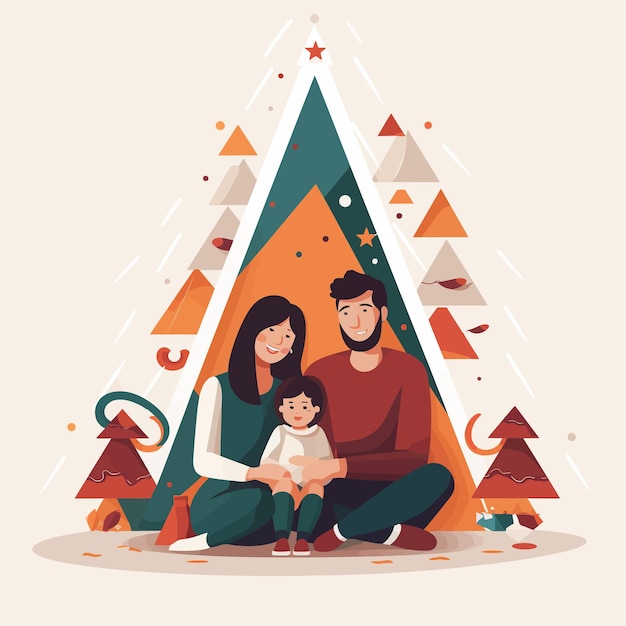 Vector christmas family tree