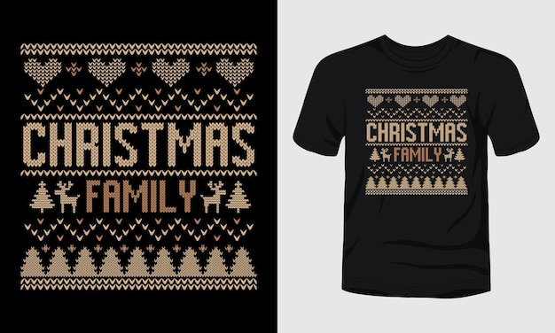 크리스마스 가족 못생긴 크리스마스 티셔츠 디자인.