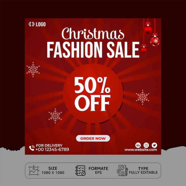 Christmas Fashion sale Social media post design