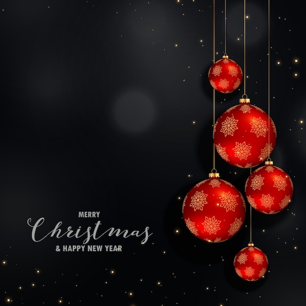 Christmas festival design with hanging red golden balls