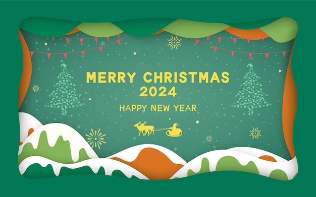 Vector christmas festive green poster for 2024