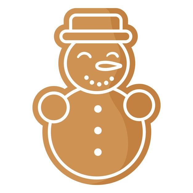 白いアイシングで覆われたクリスマスのお祝いの雪だるまジンジャーブレッドクッキー。