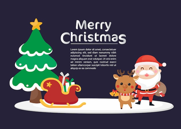 Christmas festive template. Greeting card for Christmas and Happy New year.