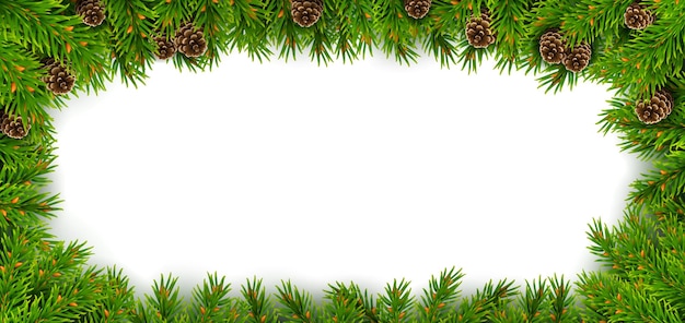 Christmas fir frame with pine cones vector