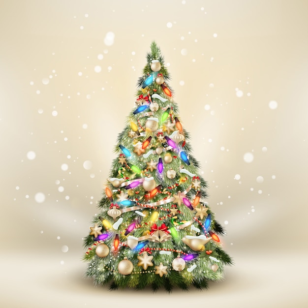 Christmas fir tree on elegant beige.