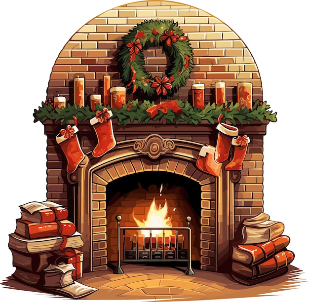 Christmas Fireplace Clipart