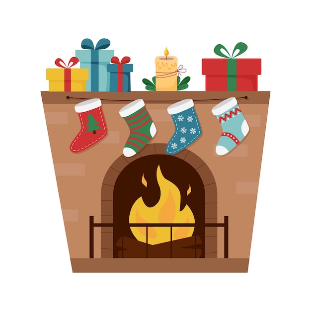 Vector christmas fireplace