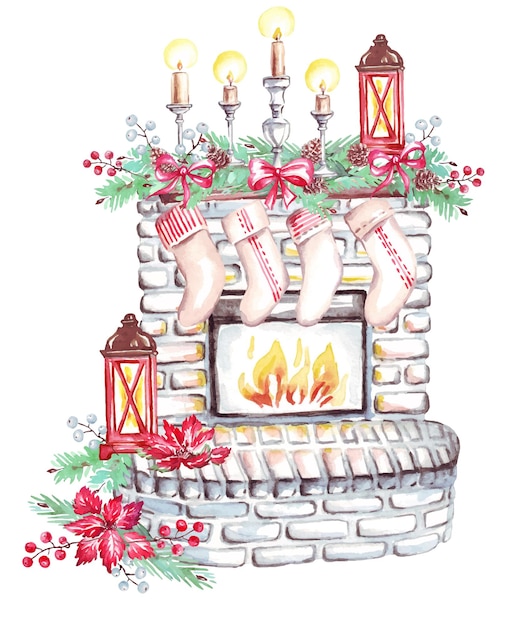 Vector christmas fireplace