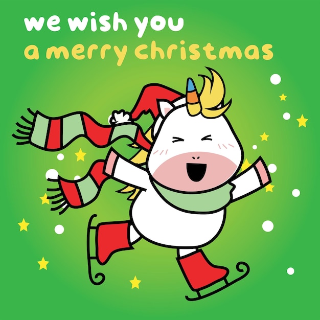 어린이를 위한 크리스마스 플래시 카드. 귀여운 유니콘 테마입니다. 프린트 할 준비가되었다. 벡터 일러스트 레이 션.
