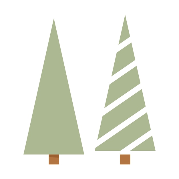 Vector christmas flat green trees without decorations