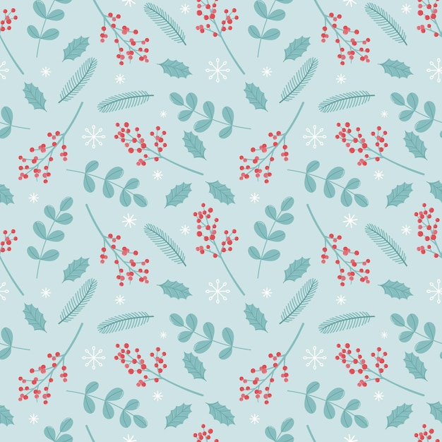 Christmas floral seamless pattern For winter textiles packaging fabric Vector illustration