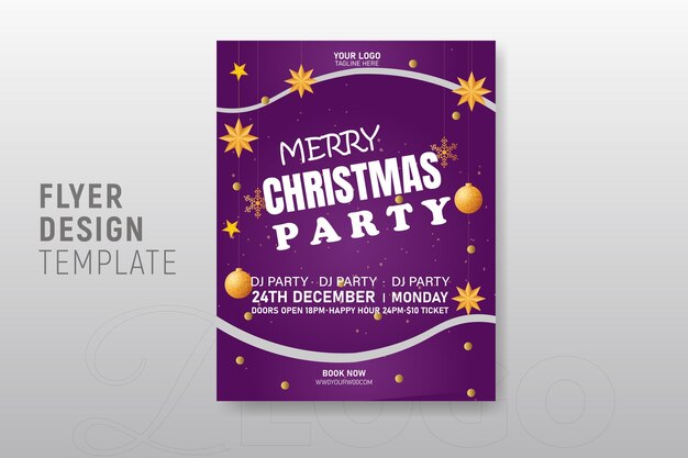 Christmas flyer brochure or flyer template new year party banner design vector illustration