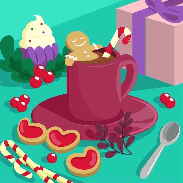 Christmas food and beverage illustration