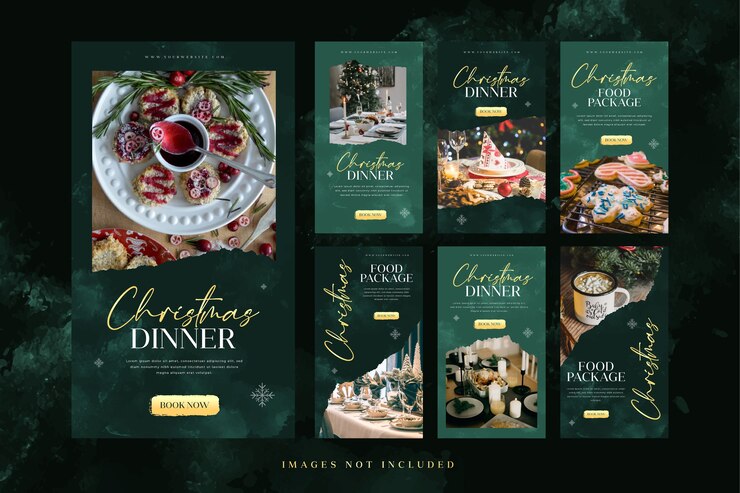 ソーシャルメディア広告のためのクリスマスフードディナーInstagramストーリーテンプレート