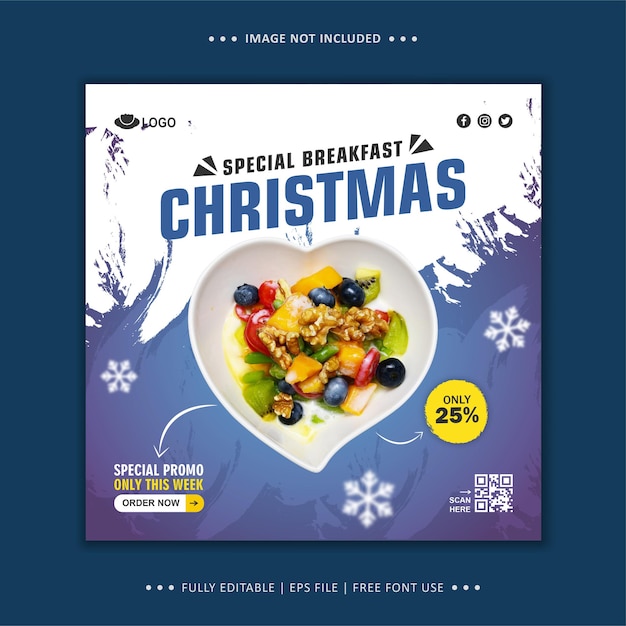 Christmas Food Menu Flyer Social Media Post Template