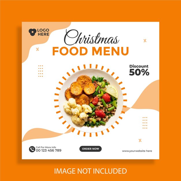 Christmas food menu social media and instagram post template