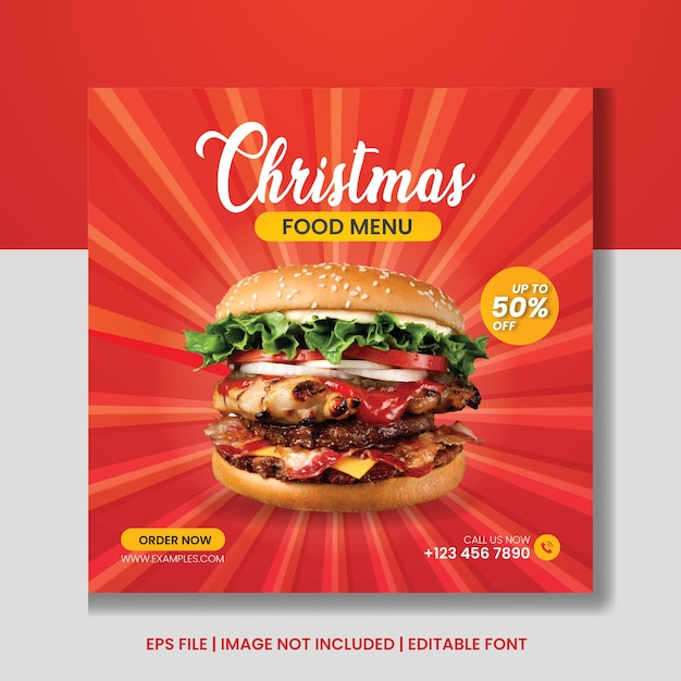 Christmas food social media banner post template