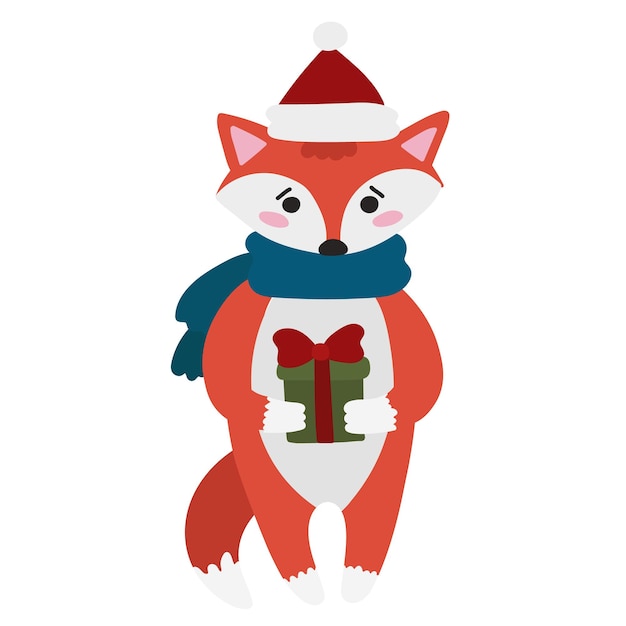 Christmas fox with card gift box