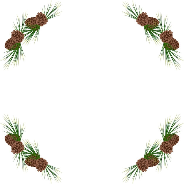 Vector christmas frame of fir and pine branches