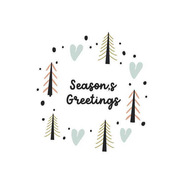 Premium Vector Christmas frame of isolated heart tree with lettering