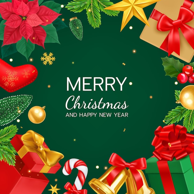 Vector christmas frame in realistic style