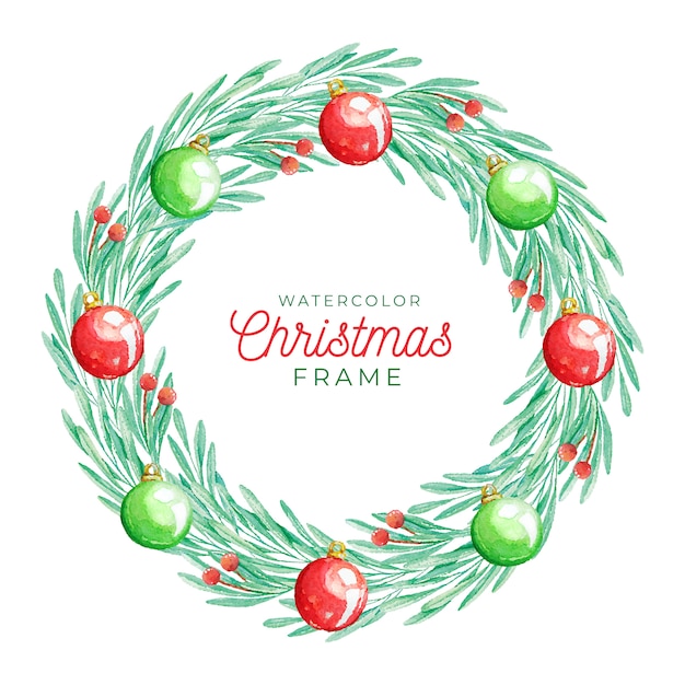 Vector christmas frame in watercolor style