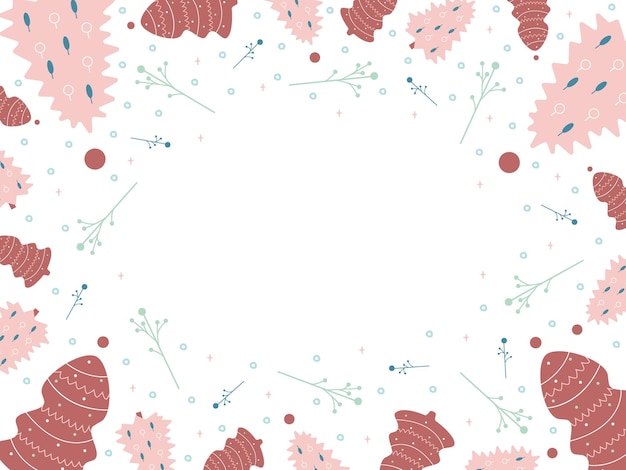 귀여운 크리스마스 트리 플랫 디자인 벡터 일러스트와 함께 크리스마스 프레임