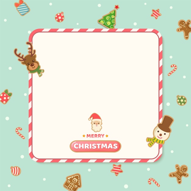 Christmas frame with gingerbread cookies